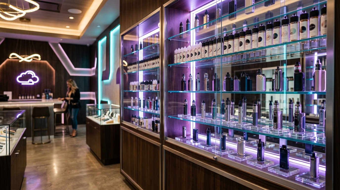 Vape products selection display at Memorial Smoke & Vape Houston TX
