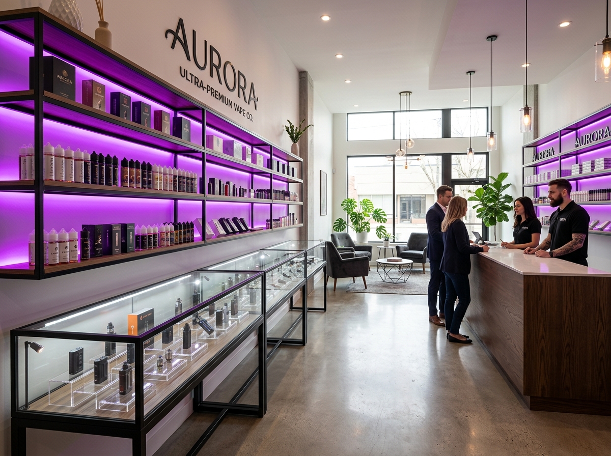Interior view of Memorial Smoke clean retail store layout
